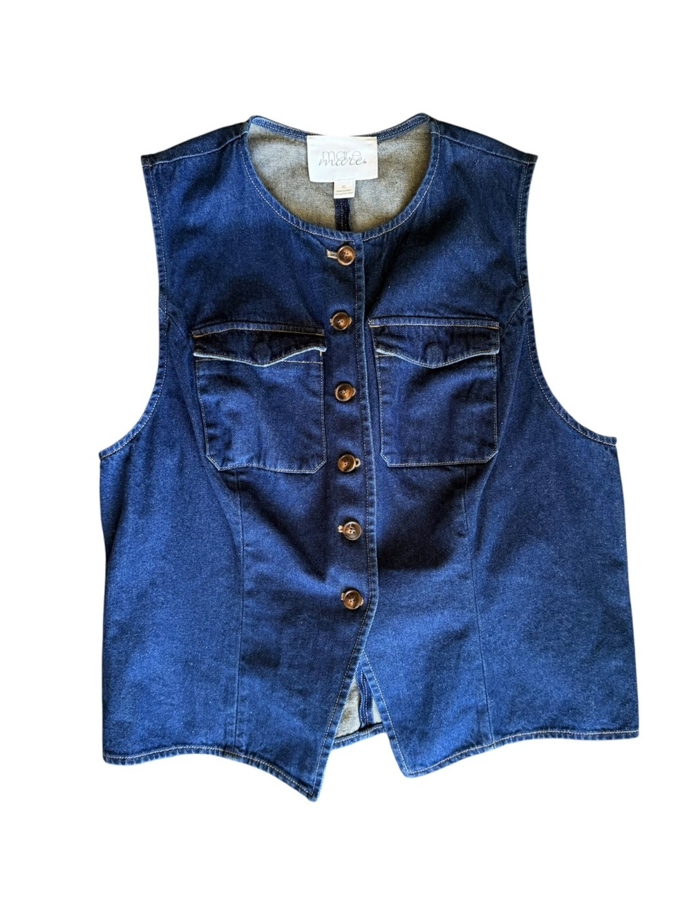 Mare x Mare Dark Blue Denim Button-Front Vest, Size XL